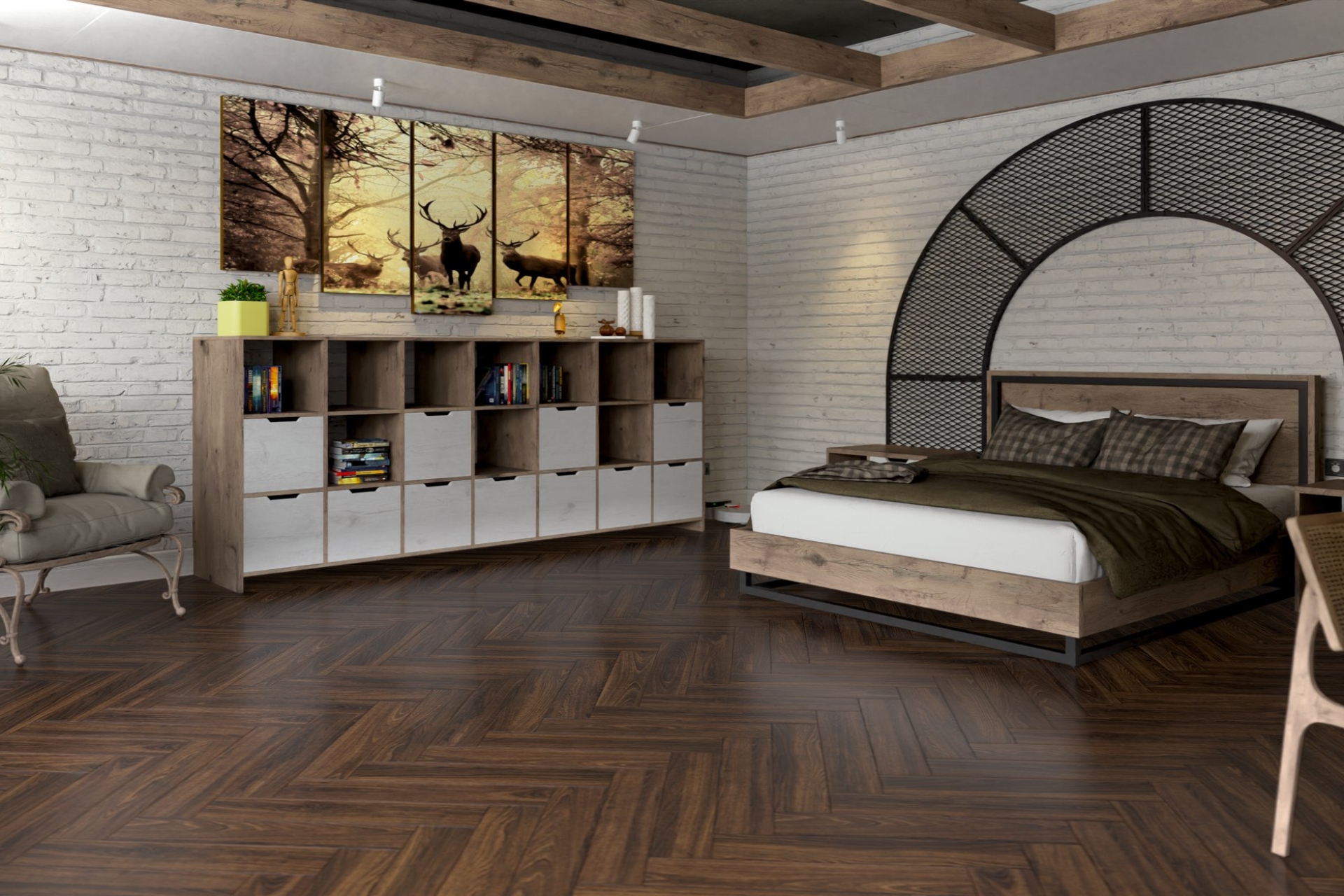 Инженерный паркет «Damy Floor» Каштановый (укладка елочкой) — купить в Иркутске