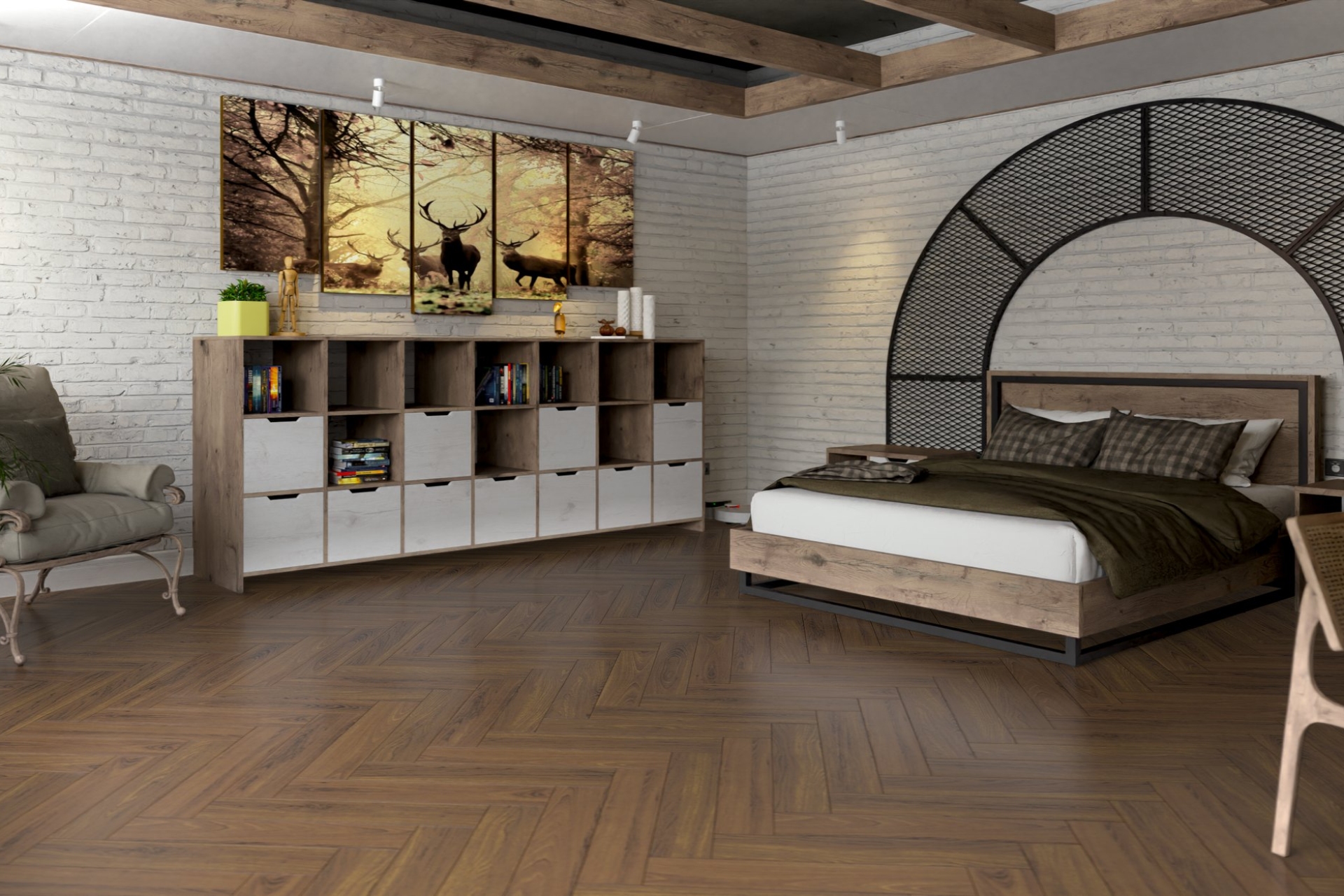 Инженерный паркет «Damy Floor» Ореховый (укладка елочкой) — купить в Иркутске